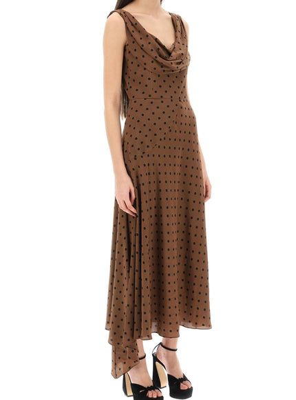 Alessandra Rich silk midi dress with draped neckline