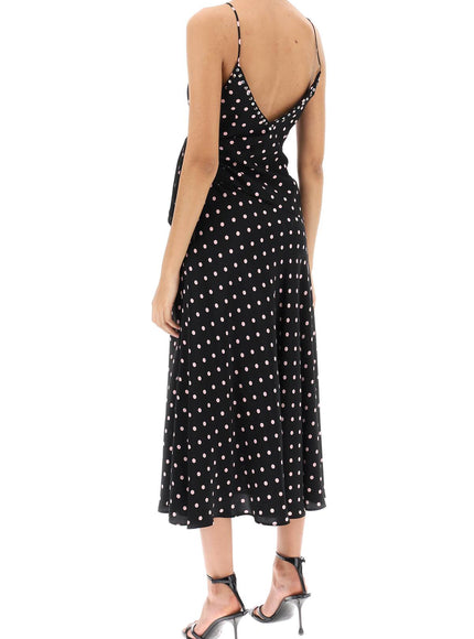 Alessandra Rich polka dot slip dress with studs and rhinestones