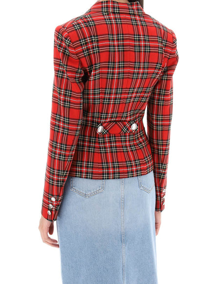 Alessandra Rich wool single-breasted jacket with tartan motif