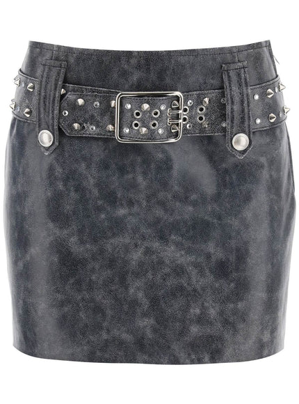 Alessandra Rich leather mini skirt with belt and appliques