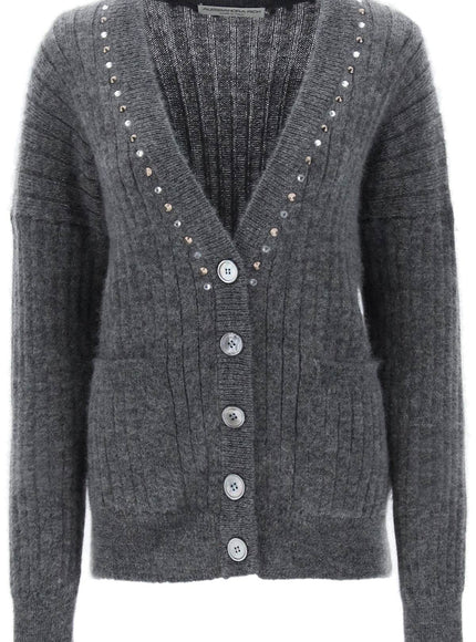 Alessandra Rich cardigan with studs and crystals