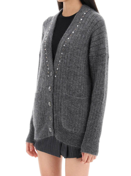 Alessandra Rich cardigan with studs and crystals