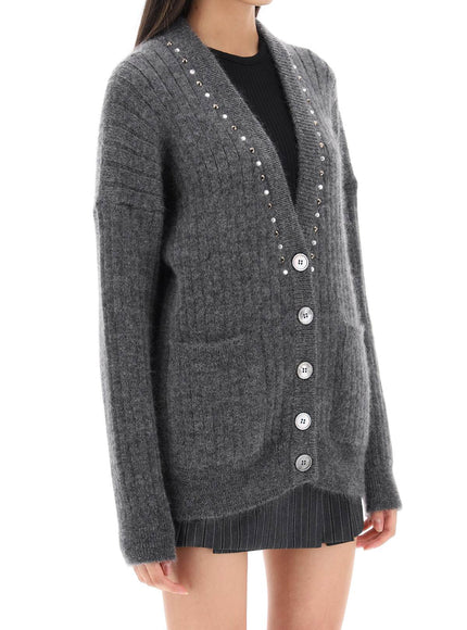 Alessandra Rich cardigan with studs and crystals