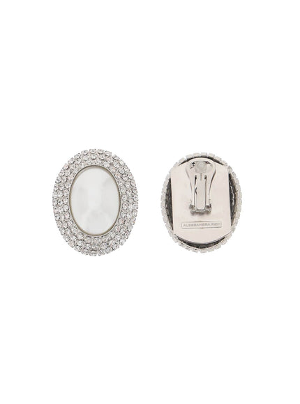 Alessandra Rich oval earrings with pearl and crystals