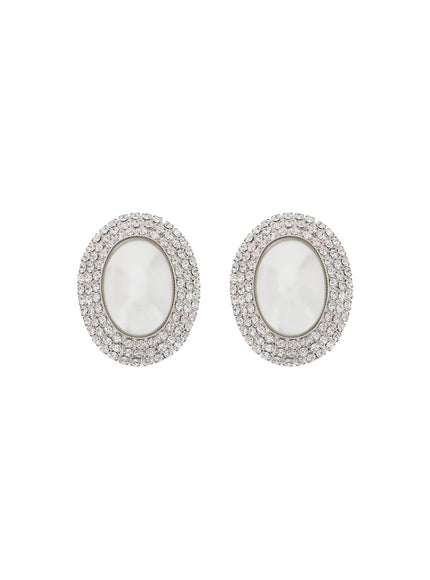 Alessandra Rich oval earrings with pearl and crystals