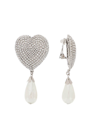 Alessandra Rich heart crystal earrings with pearls