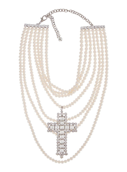 Alessandra Rich 'necklace with pearls and crystal cross