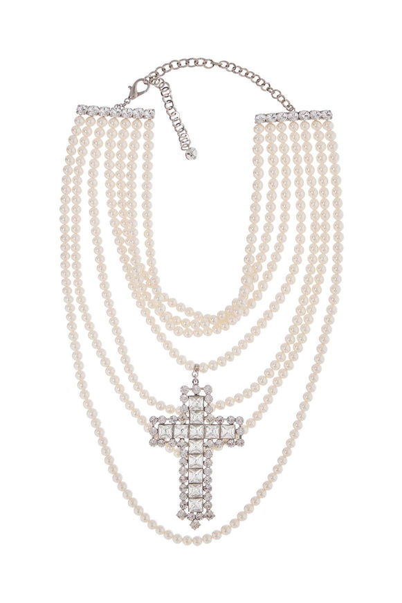 Alessandra Rich 'necklace with pearls and crystal cross