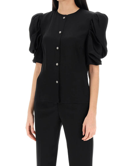 Alessandra Rich envers satin blouse with bouffant sleeves