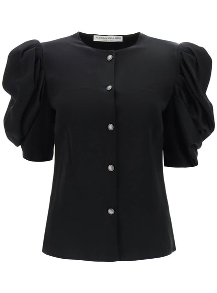 Alessandra Rich envers satin blouse with bouffant sleeves