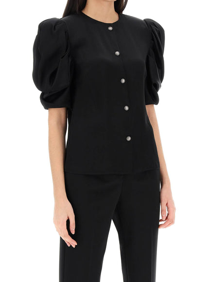 Alessandra Rich envers satin blouse with bouffant sleeves