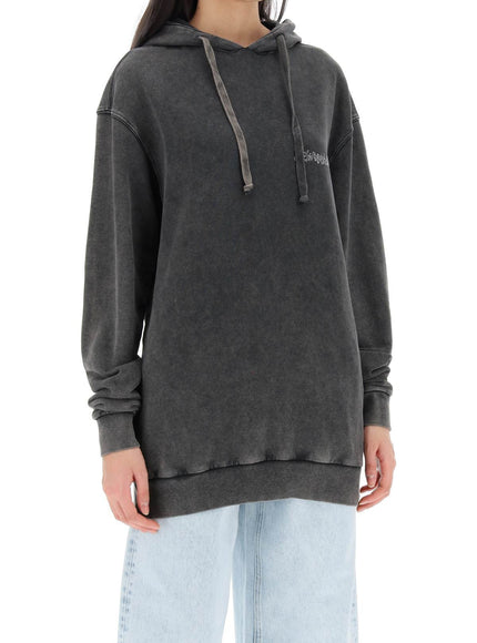 Alessandra Rich oversized hoodie with print and rhinestones