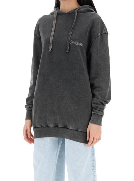 Alessandra Rich oversized hoodie with print and rhinestones