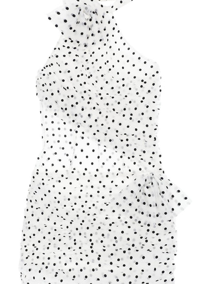 Alessandra Rich one-shoulder mini dress in polka