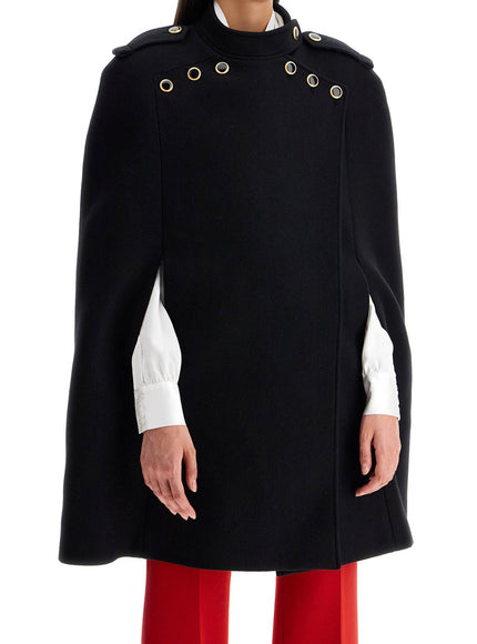 Alessandra Rich wool cape with jewel buttons