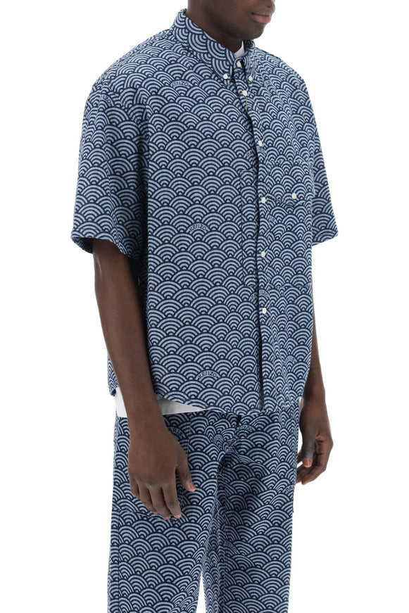 Kenzo seigaiha short-sleeved denim shirt