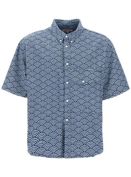 Kenzo seigaiha short-sleeved denim shirt