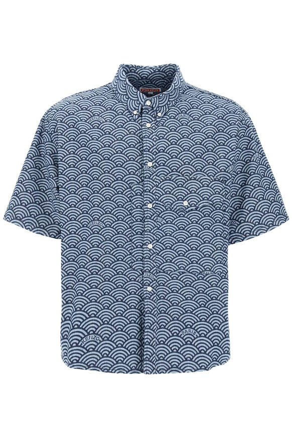 Kenzo seigaiha short-sleeved denim shirt