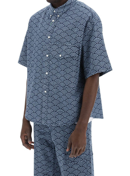 Kenzo seigaiha short-sleeved denim shirt