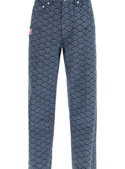 Kenzo monkey workwear jeans with seigaiha print