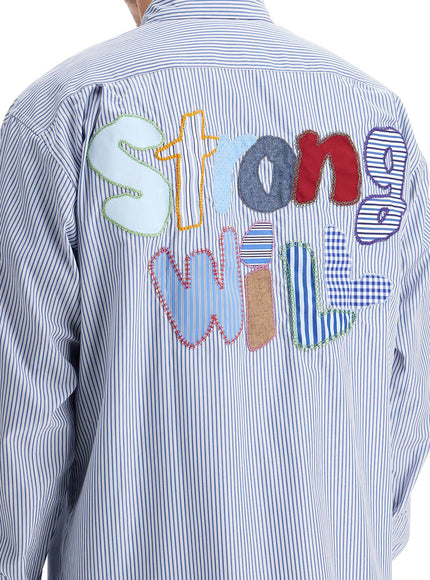 Comme Des Garcons Shirt 'strong will' striped