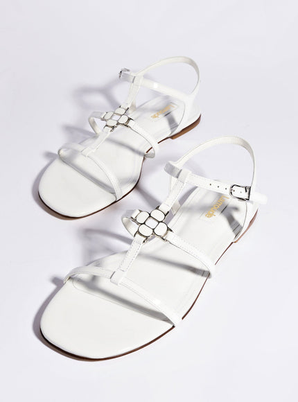 Larroude Hana Flat In White Patent Leather
