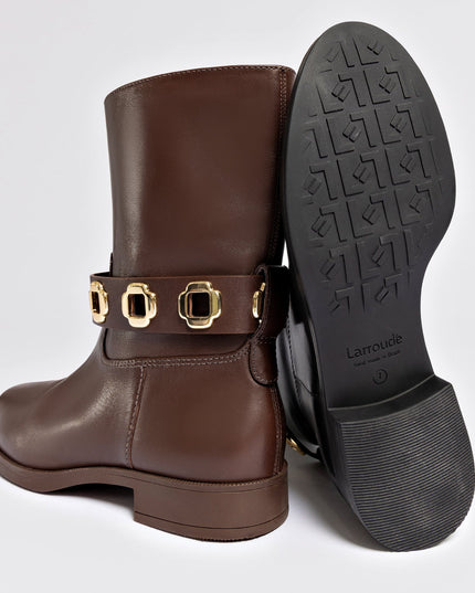 Larroude Milan Flat Bootie In Black Water-Resistant Leather