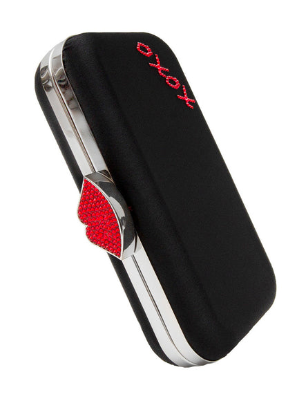 Frenchy Love Clutch with Red Crystal Lip Clasp