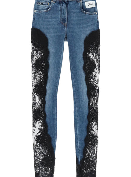 Dolce & Gabbana slim fit jeans with lace inserts