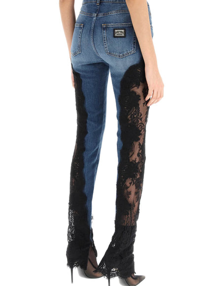 Dolce & Gabbana slim fit jeans with lace inserts