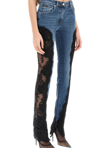 Dolce & Gabbana slim fit jeans with lace inserts