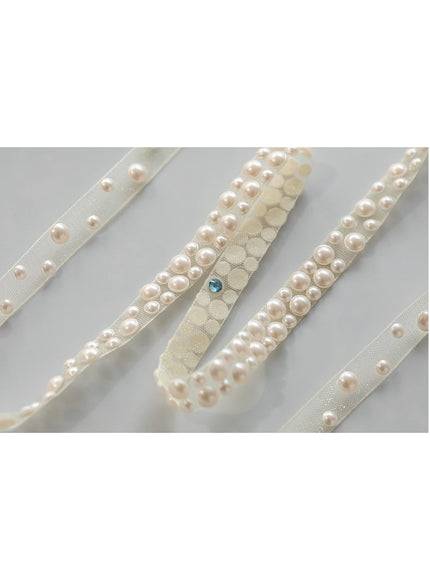 Felicity Narrow Pearl Belt Ivory