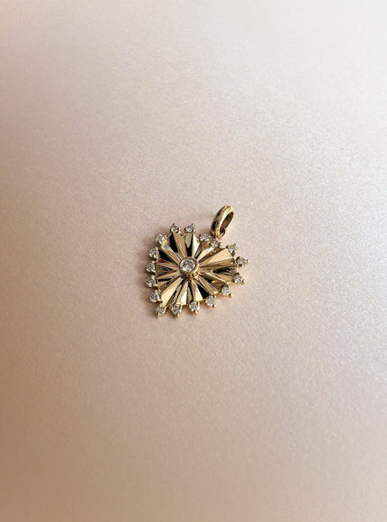 Zoe Lev Diamond Framed Small Fluted Heart Pendant