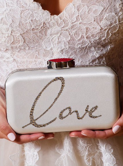 Frenchy Love Clutch with Red Crystal Lip Clasp