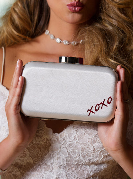 Frenchy Love Clutch with Red Crystal Lip Clasp