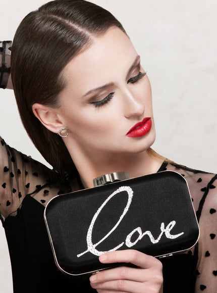 Frenchy Love Clutch with Red Crystal Lip Clasp