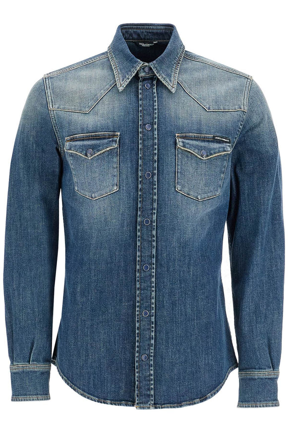 Dolce & Gabbana denim stretch shirt for men