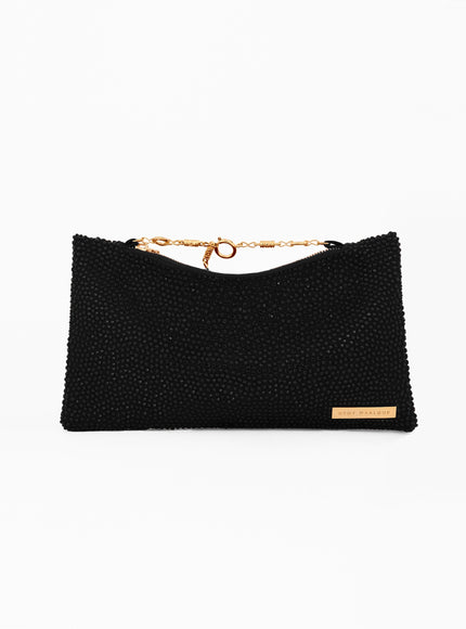 Gemy Maalouf Crystal-Embellished Pouch Clutch Black
