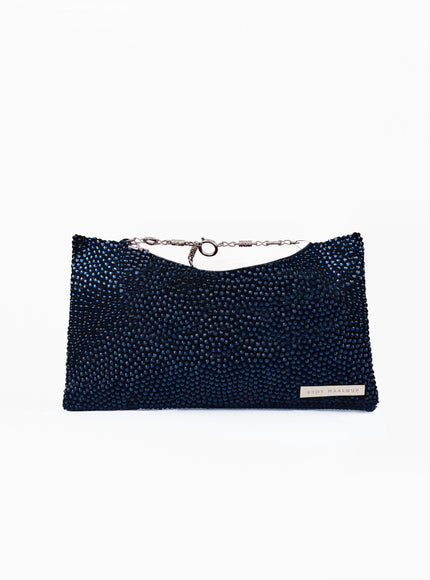 Gemy Maalouf Crystal-Embellished Pouch Clutch Blue