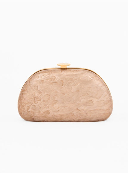 Gemy Maalouf Glossy Marbled Clutch Champagne
