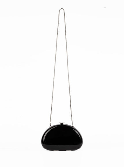 Gemy Maalouf Glossy Sculpted Clutch No. 7765BG Silver