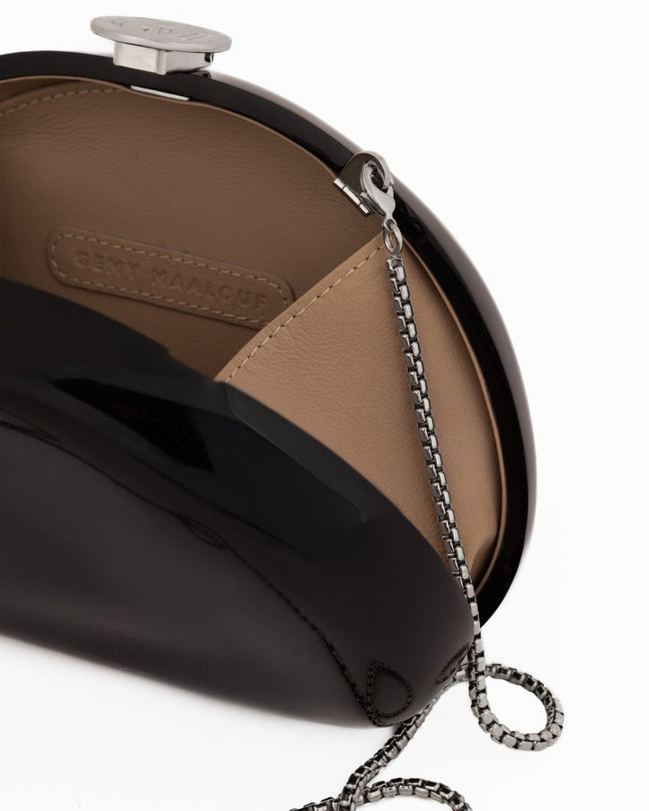 Gemy Maalouf Glossy Sculpted Clutch No. 7765BG Silver