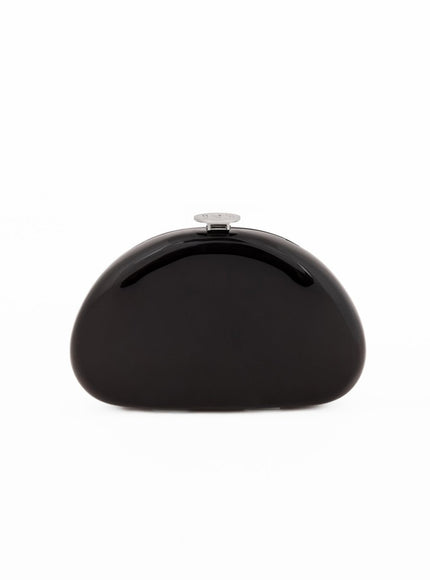 Gemy Maalouf Glossy Sculpted Clutch No. 7765BG Silver