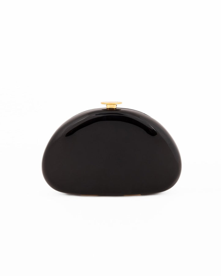 Gemy Maalouf Glossy Sculpted Clutch No. 7765BG Gold Black