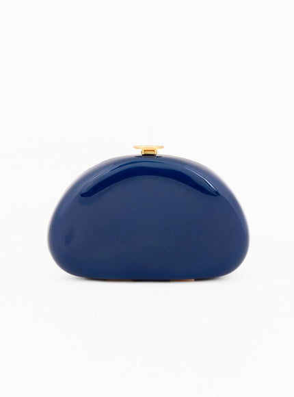 Gemy Maalouf Glossy Sculpted Clutch No. 7765BG Blue