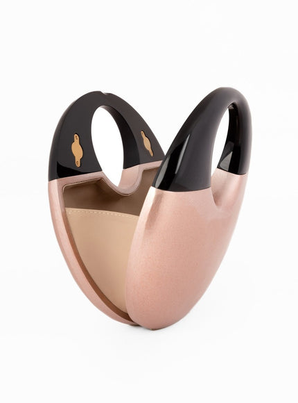 Gemy Maalouf Sculptural Glossy Wooden Clutch Pink