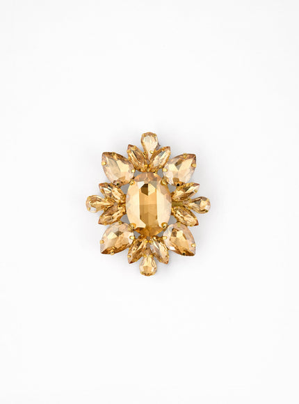 Gemy Maalouf Crystal-Embellished Brooch No. 7893 Gold