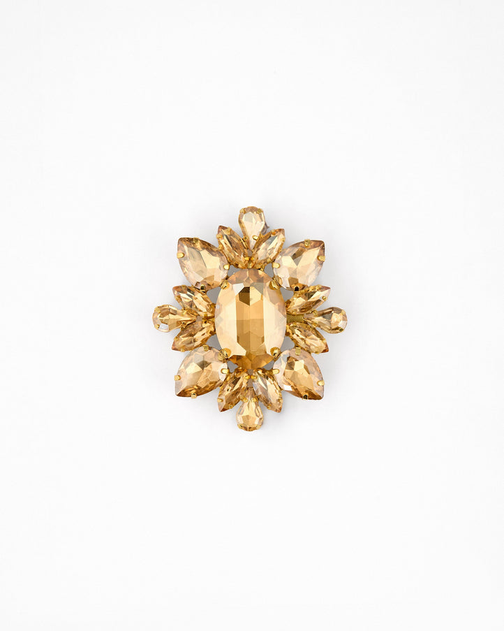 Gemy Maalouf Crystal-Embellished Brooch No. 7893 Gold