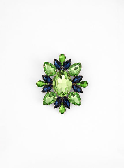 Gemy Maalouf Crystal-Embellished Brooch No. 7893 Green