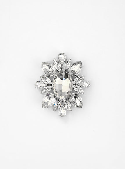 Gemy Maalouf Crystal-Embellished Brooch No. 7893 Silver
